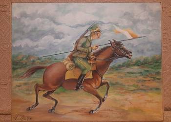 Ułan w ataku rok 1939(bez ramy)Obraz(43,x 34 )Hieronim Lange