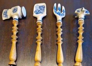 Ozdoby vintage fajans  jak Włocławek  dekor kobalt do kuchni do powieszenia