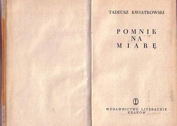 (8914) POMNIK NA MIARĘ – TADEUSZ KWIATKOWSKI