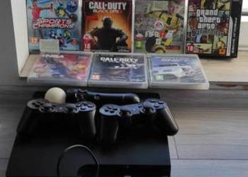 Używana Konsola PS3 + 2 Pady Sony, Joystick, kamera Kinect + 9 gier