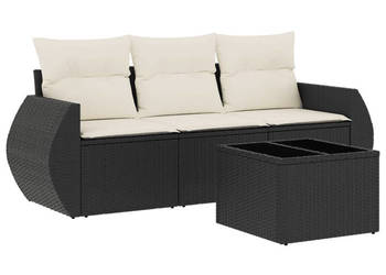 4-cz. zestaw wypoczynkowy do ogrodu poduszki czarny rattan PE WM-3221065
