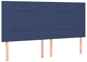 Zagłówek do łóżka z LED niebieski 200x5x118/128 cm tkanina WM-3122452