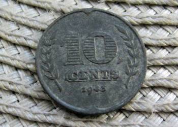 Holandia 10 Cent 1943r - Cynk
