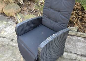 Rozkładany fotel ogrodowy z podnóżkiem antracyt technorattan