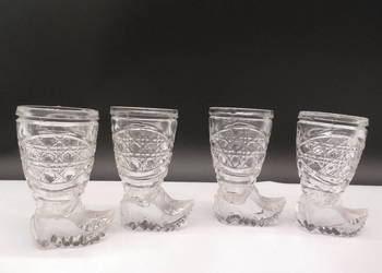 Kultowe Kieliszki "Buciki" kryształowe– Vintage PRL (Komplet 4 szt.)