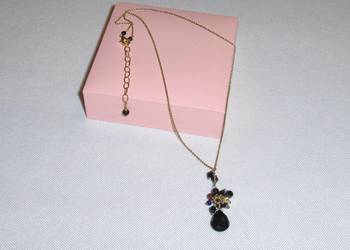 W.Kruk Srebrny pozłacany naszyjnik z czarnymi cyrkoniami