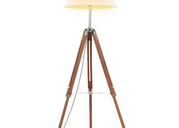 Lampa podłogowa na trójnogu brązowo-biała tek 141 cm WM-288077