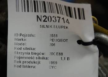 SILNIK SŁUPEK PEUGEOT 206 10FP50