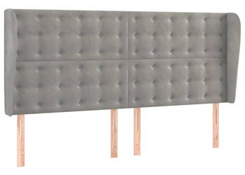 Zagłówek uszak jasnoszary 183x23x118/128 cm aksamit WM-3118450