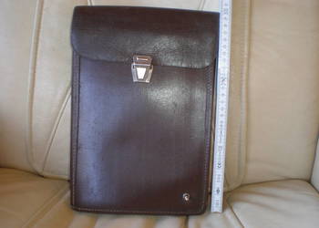 Skórzana raportówka z PRL-u,brązowa