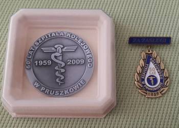 Medal + odznaka - 50 lat Szpitala Kolejowego w Pruszkowie