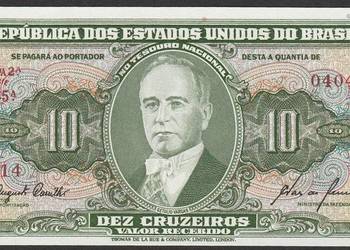 BRAZYLIA 10 CRUZEIROS 1961 - Getulio Vargas - stan bankowy UNC