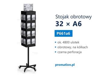 Obrotowy stojak na ulotki A6, 32 kieszenie i czarna perforacja P661a6