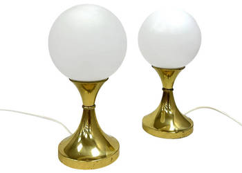 Para lamp stołowych Globe AKA Leuchten, Niemcy, lata 70. mosiądz i szkło