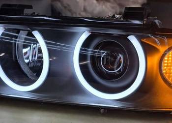 Reflektory bMW E39 LIFT BI LED ringi cotton czarne HELLA