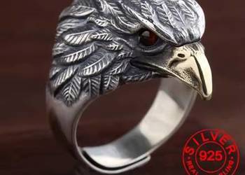 Luksusowy pierścionek z srebra z wizerunkiem orła.