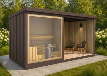 Sauna ogrodowa premium z wiatą - 500x245x230cm - Czechowice-Dziedzice