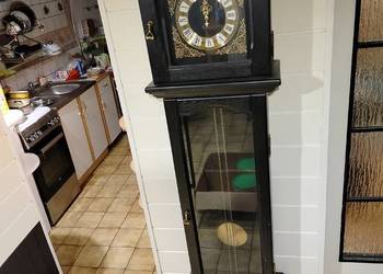 Duży zegar stojący podłogowy BABA 190 cm – czarny dąb, loft / vintage