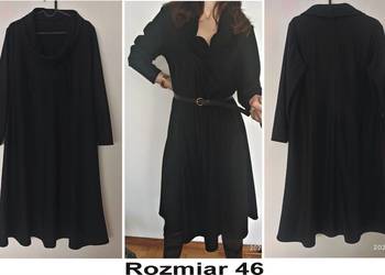 Czarna sukienka z długim rękawem długość midi rozmiar 44- 46