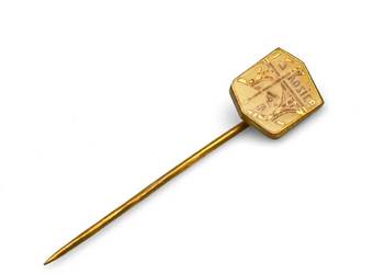 Koszyce | 1.5 cm | Pozłacany Metal | Przypinka | Socrealizm Turystyka