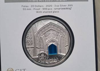 Moneta Palau 2020 20$ Tiffany Art Isfahan 3 Oz