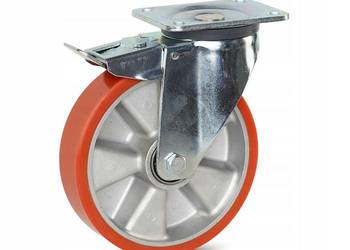 Koło Skrętne Kółko Poliuretan Hamulec Fi 200mm 800kg Aluminium