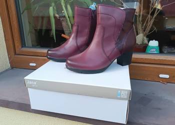 Botki skórzane damskie firmy JANA, bordo, rozmiar 39. NOWE!