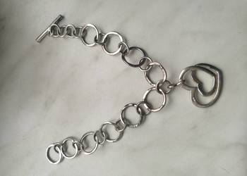 Bransoletka srebrna serce celebrytka, 925