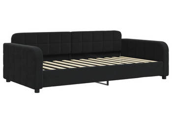 Sofa z funkcją spania czarna obita aksamitem 90x200 cm WM-354062