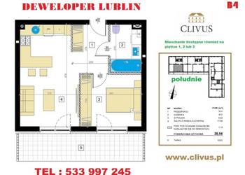 Oferta sprzedaży mieszkania 38.94m2 2 pokoje Lublin