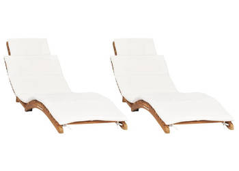 Leżaki z poduszkami 2 szt. lite drewno tekowe WM-3143633