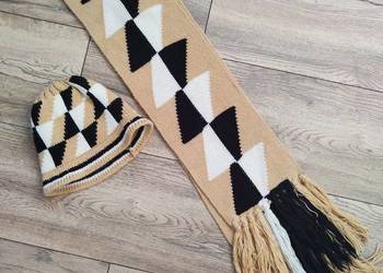Zestaw Czapka Szalik Wełniany Wool Vintage y2k Oliwia