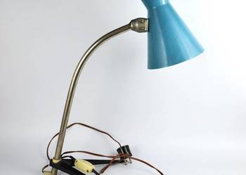 Metalowa niebieska lampa stołowa Węgry lata 50/60te