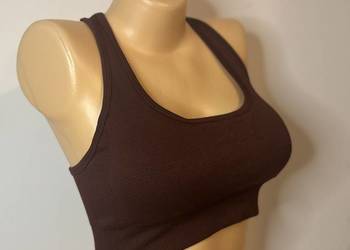 Brązowy top sportowy / crop top damski