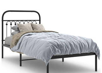 Metalowa rama łóżka z wezgłowiem czarna 90x200 cm WM-376593