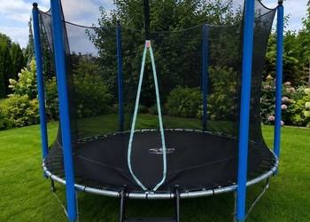 TRAMPOLINA OGRODOWA Z SIATKĄ dla dzieci z drabinką Duża 244cm SOLIDNA MOCNA