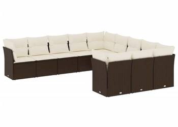 vidaXL 11-cz. zestaw mebli ogrodowych z poduszkami, brązowy(SKU:3250252)