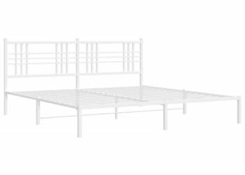 Łóżko Metalowe Białe Rama Łóżka Ze Stelażem Biała 183x213 cm WM-376378