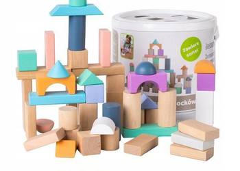 Drewniane klocki 50 szt wiaderko + sorter Ecotoys Drewniane klocki 50 szt wiaderko + sorter Ecotoys