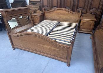 Dębowa sypialnia łóżko 160cm szafki komoda lustro stelaż