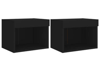 Szafki nocne z oświetleniem LED ścienne 2 szt. czarne WM-837116