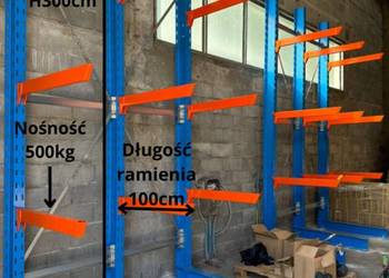 Regały magazynowe wspornikowe jednostronne H300 ramiona 100cm dłużycowe