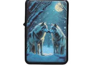 Zapalniczka Benzynowa z Nadrukiem Zakochane wilki w zimowej scenerii
