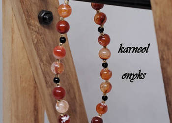 Bransoletka agat czerwony (karneol), agat czarny (onyks) #6