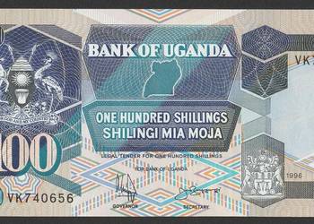UGANDA 100 SHILLING 1996 - STAN BANKOWY UNC