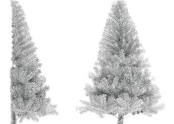 vidaXL Sztuczna choinka połówka ze stojakiem, srebrna, 180 cm（SKU:344697)