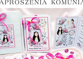 ZAPROSZENIA 3D ZE ZDJĘCIEM I SPERSONALIZOWANE I Komunia Św. Ozdobiona koper