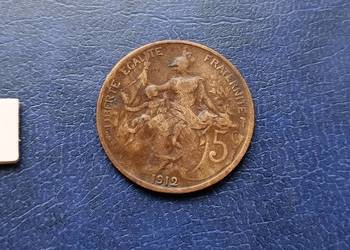 Stare monety 5 centymów 1912 Francja