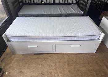IKEA BRIMNES Leżanka Łóżko z 2 szufladami, 2 materace ,białe Transport