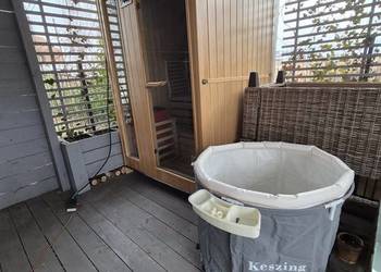 Sauna fińska sucha zewnetrzna piec 230v kamienie sterownik +bania na wode